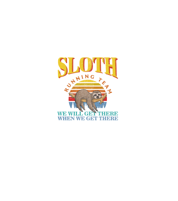 sloth running team retro model negru pe tricou