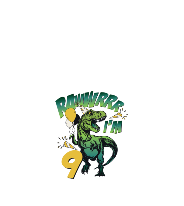 'Birthday Dinosaur rawww i''m 9' model alb pe tricou