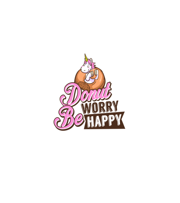 Donut worry be happy model alb pe tricou