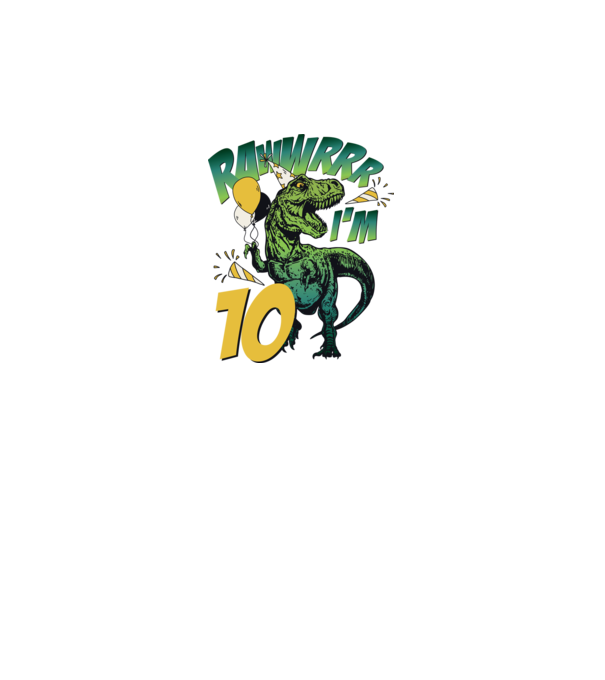 'Birthday Dinosaur rawww i''m 10' model gri pe tricou