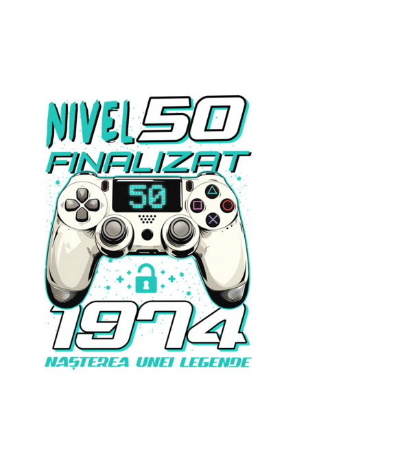 Nivel finalizat 50 1975 model alb pe tricou