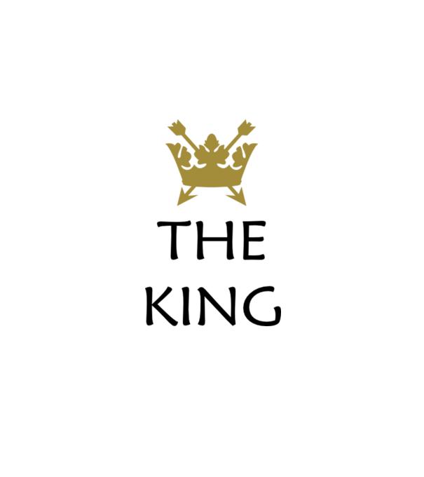 The King model alb pe tricou