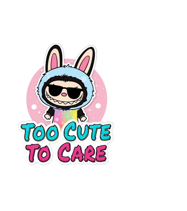 Too cute to care model alb pe tricou