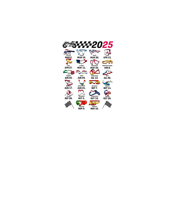 MOTOGP 25 CALENDAR alb model alb pe tricou