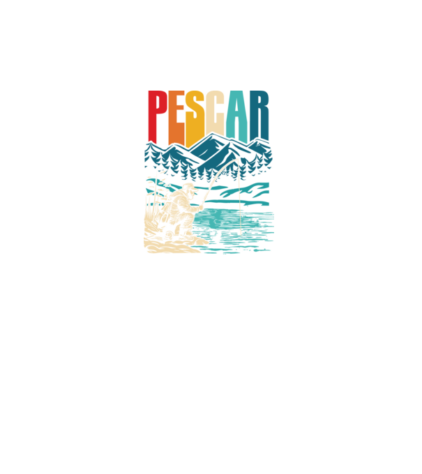 Pescar retro model negru pe tricou