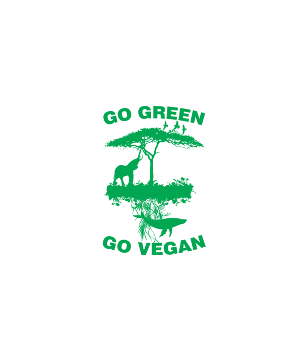 go green go vegan model negru pe tricou
