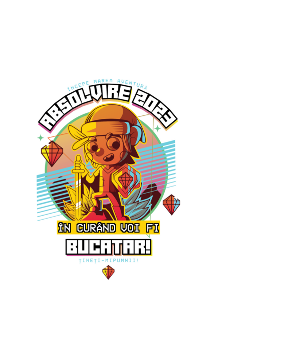 absolvire 2023 bucătar model alb pe tricou