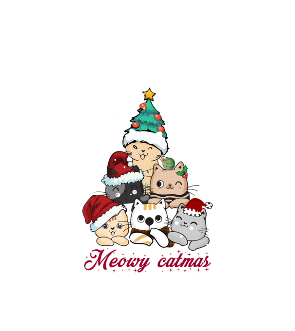 Meowy catmas model alb pe tricou