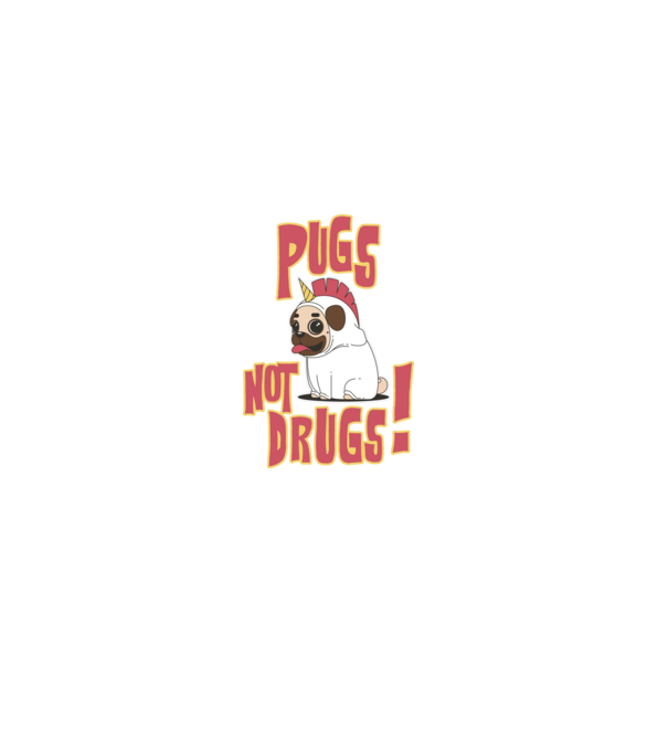 Pugs not drugs model negru pe tricou