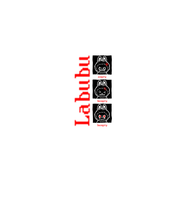 Labubu moods model negru pe tricou