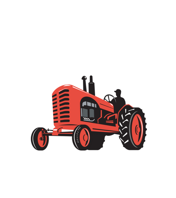 TRACTOR model alb pe tricou