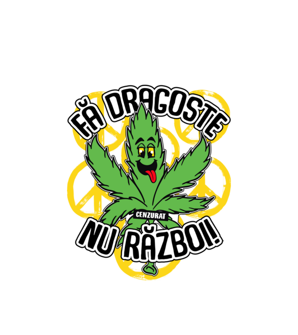 fă dragoste, nu război! (cenzurat) model alb pe tricou