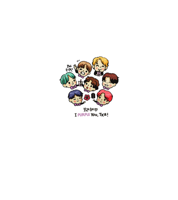 BTS chibi model roz deschis pe tricou