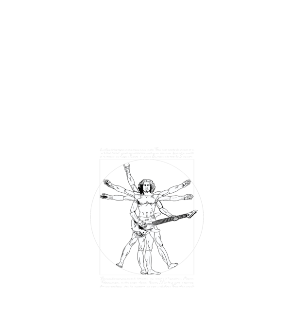 Vitruvius Guitar model negru pe tricou