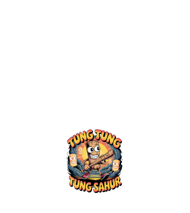 Tung Tung Tung Sahur Retro model albastru închis pe tricou