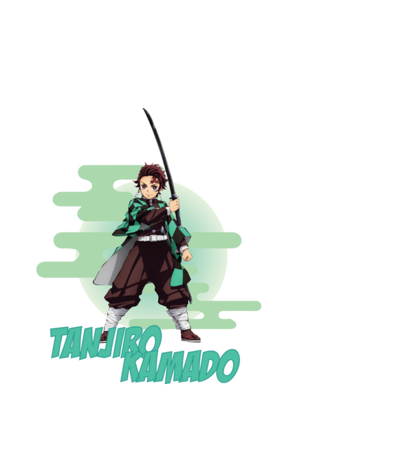 Demon Slayer Tanjiro model alb pe tricou