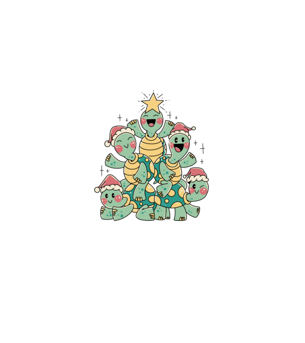 Turtle christmas tree model negru pe tricou