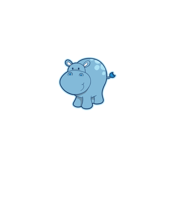 Cartoon hippo model negru pe tricou