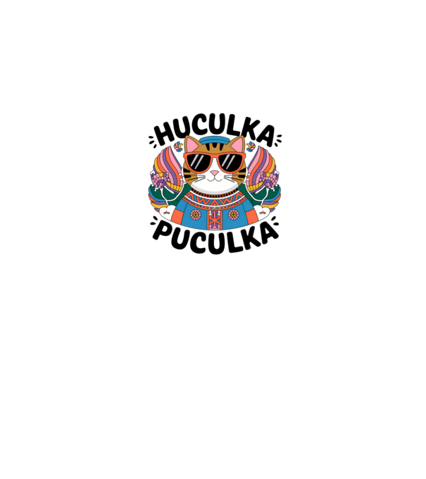 Huculka Puculka pisică 3 model alb pe tricou