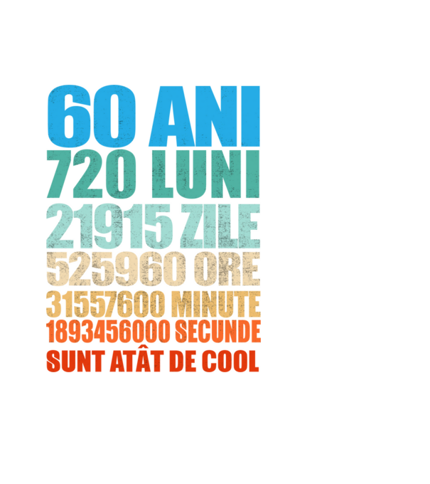 De 60 ani - luni - zile - ore - minute - secunde - sunt atât de cool model negru pe tricou