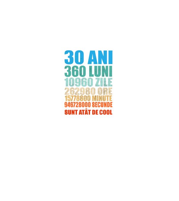 De 30 ani - luni - zile - ore - minute - secunde - sunt atât de cool model negru pe tricou