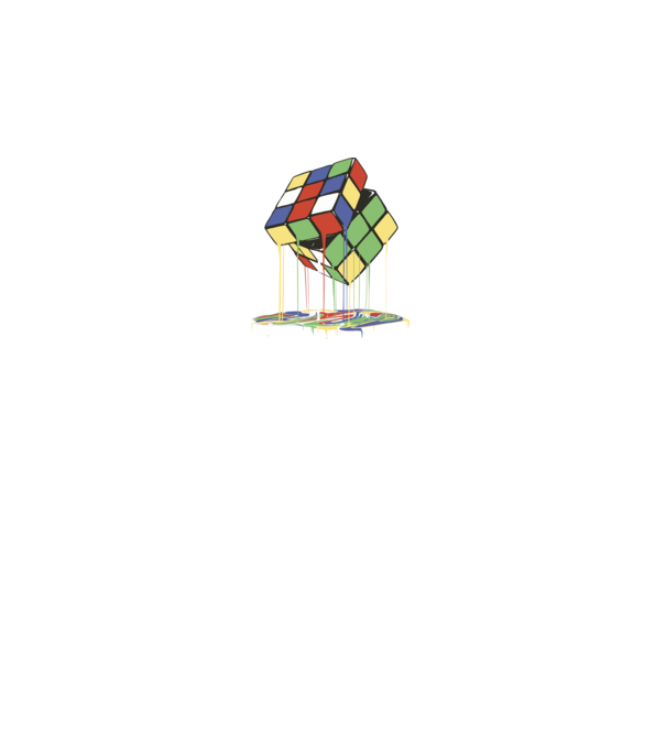 Melting Rubik cube model negru pe tricou