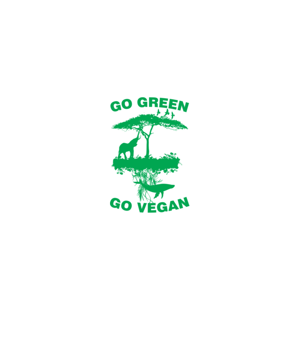 go green go vegan model negru pe tricou