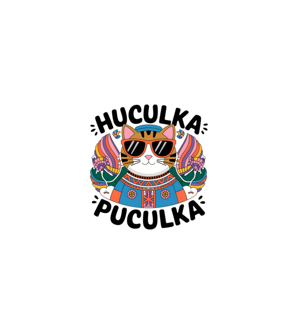 Huculka Puculka pisică 3 model alb pe tricou