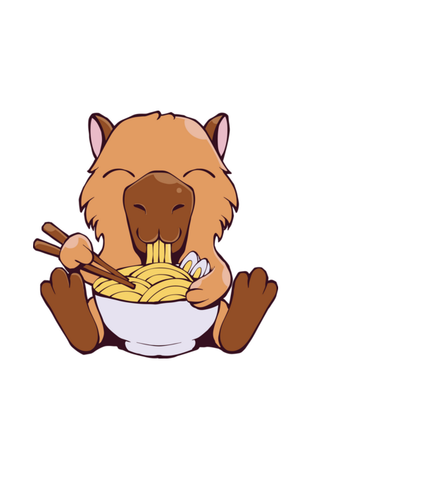 Capibară Ramen model albastru deschis pe tricou