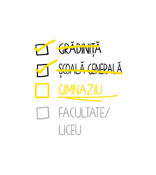 Cheklist educație - Școala primară alb model nisipiu pe tricou