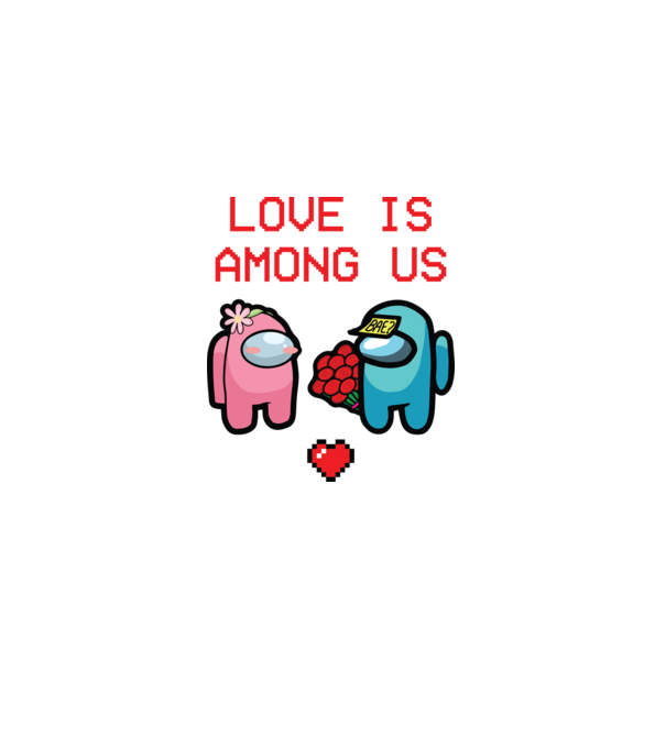Among us love model alb pe tricou