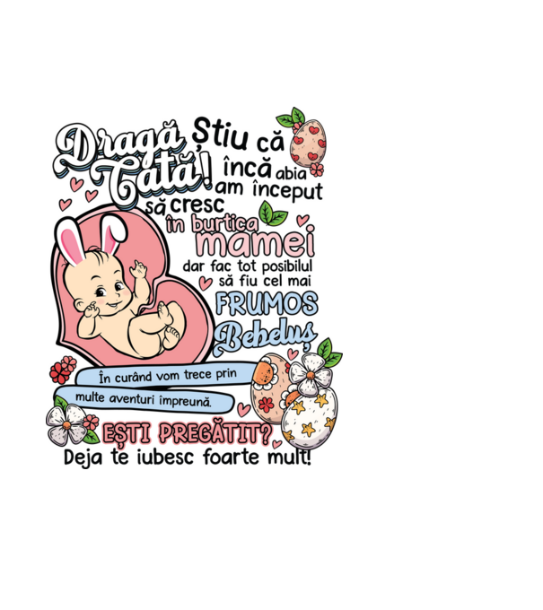 Paști Dragă tată model negru pe tricou