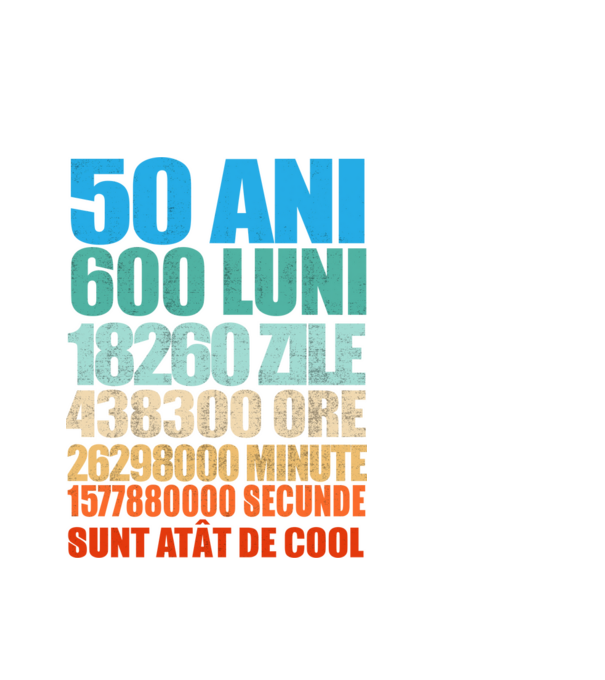 De 50 ani - luni - zile - ore - minute - secunde - sunt atât de cool model alb pe tricou