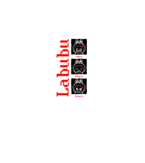 Labubu moods model negru pe tricou