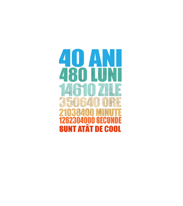 De 40 ani - luni - zile - ore - minute - secunde - sunt atât de cool model negru pe tricou