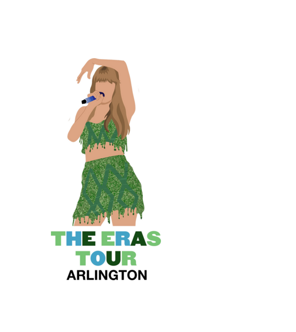 Taylor Swift The Eras Tour Arlington 2 model negru pe tricou