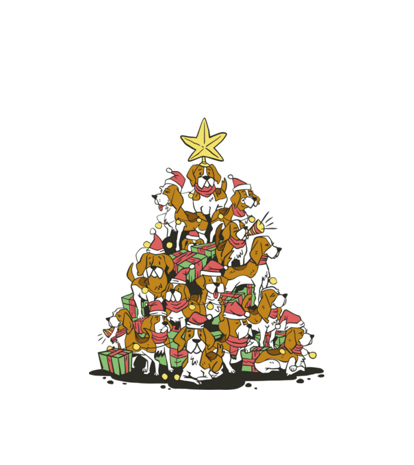 beagle christmas tree model alb pe tricou