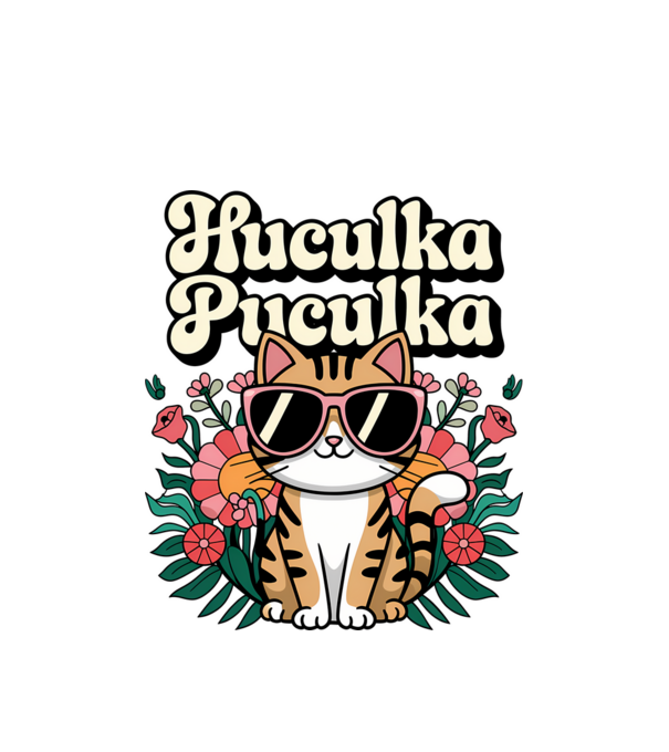 Huculka Puculka pisică 3 model alb pe tricou