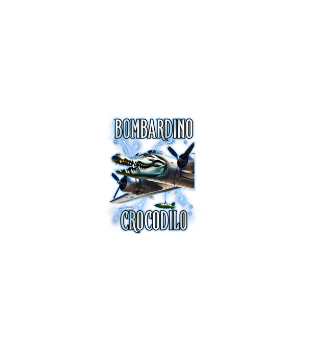 Bombardino Crocodilo model negru pe tricou