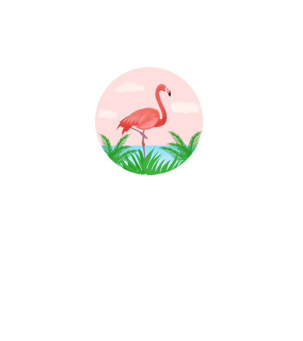 Flamingo model alb pe tricou