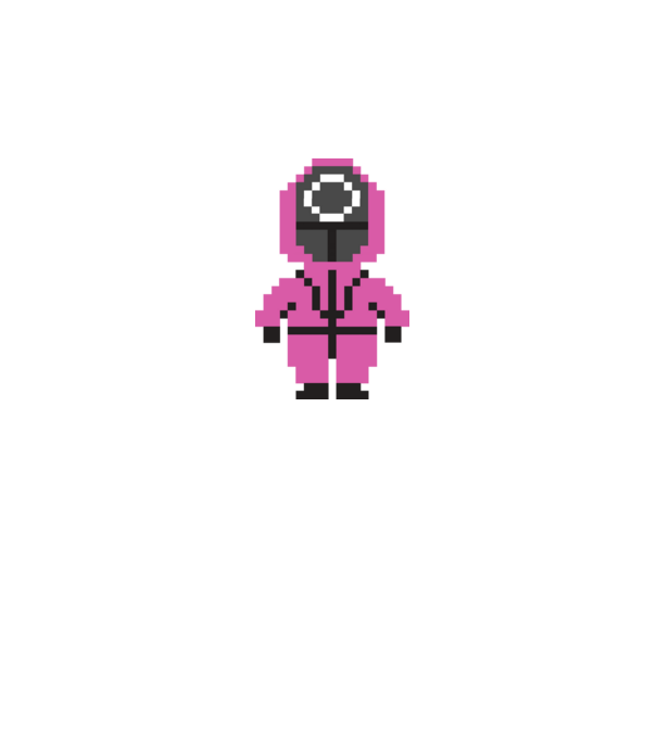 squid game pixel model negru pe tricou