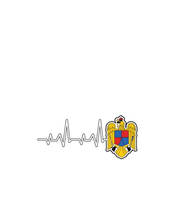ROMANIA heartbeat model alb pe tricou