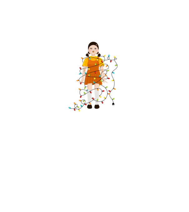 doll squid game model alb pe tricou