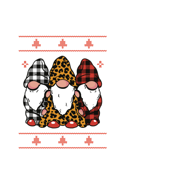 Ugly sweater gnomes model negru pe tricou