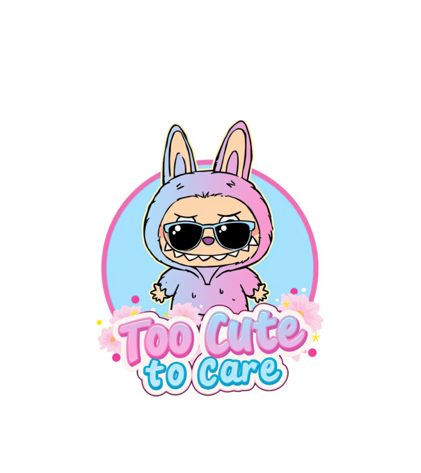 Too cute to care model alb pe tricou