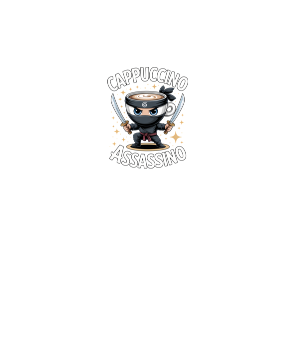 Cappuccino Assassino model negru pe tricou