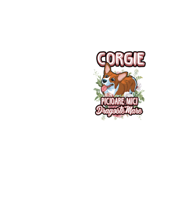 corgie : picioare mici dragoste mare model galben neon pe tricou