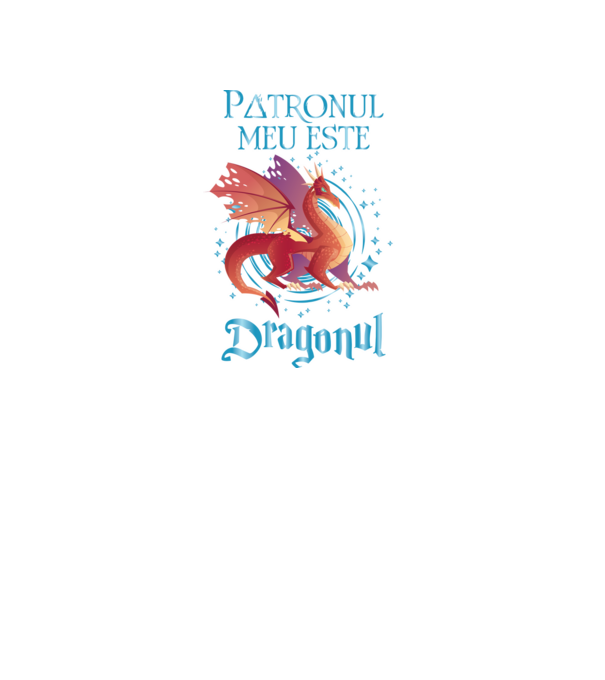 Patronul meu este DRAGONUL model negru pe tricou