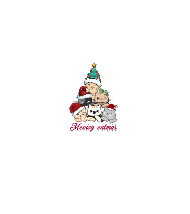 Meowy catmas model alb pe tricou