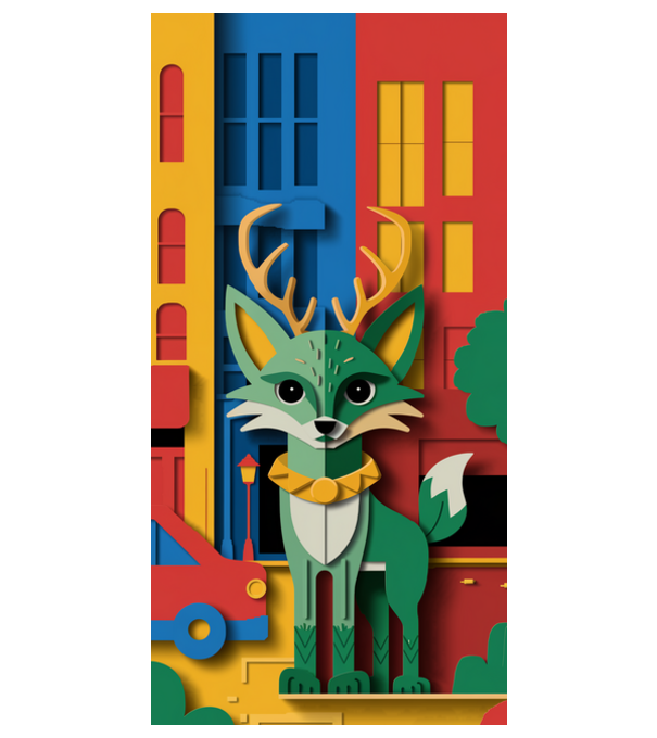 Paper cutout deer model alb pe tricou
